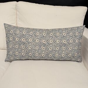 Floral Blue and Cream Decorative Pillow